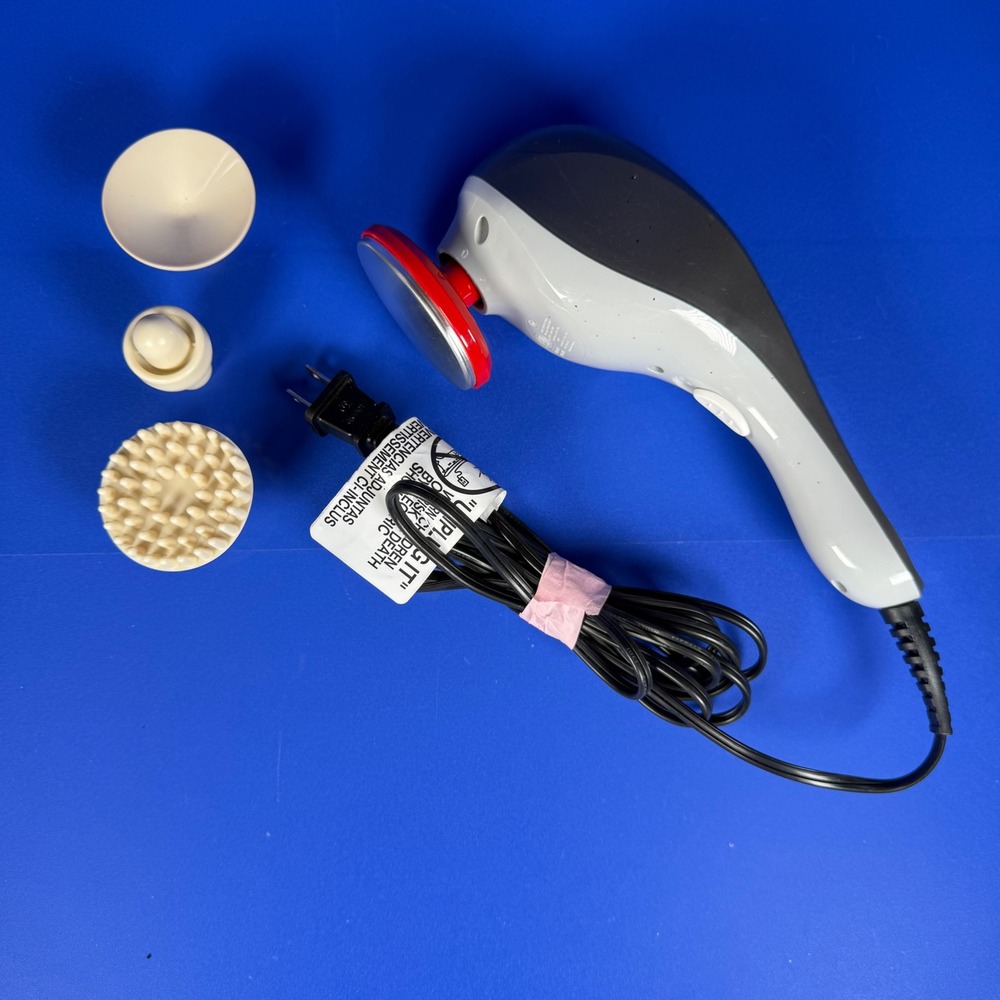 Wahl 4120 Handheld Deep Tissue Percussion Massager Grey Red with 3 Attachments